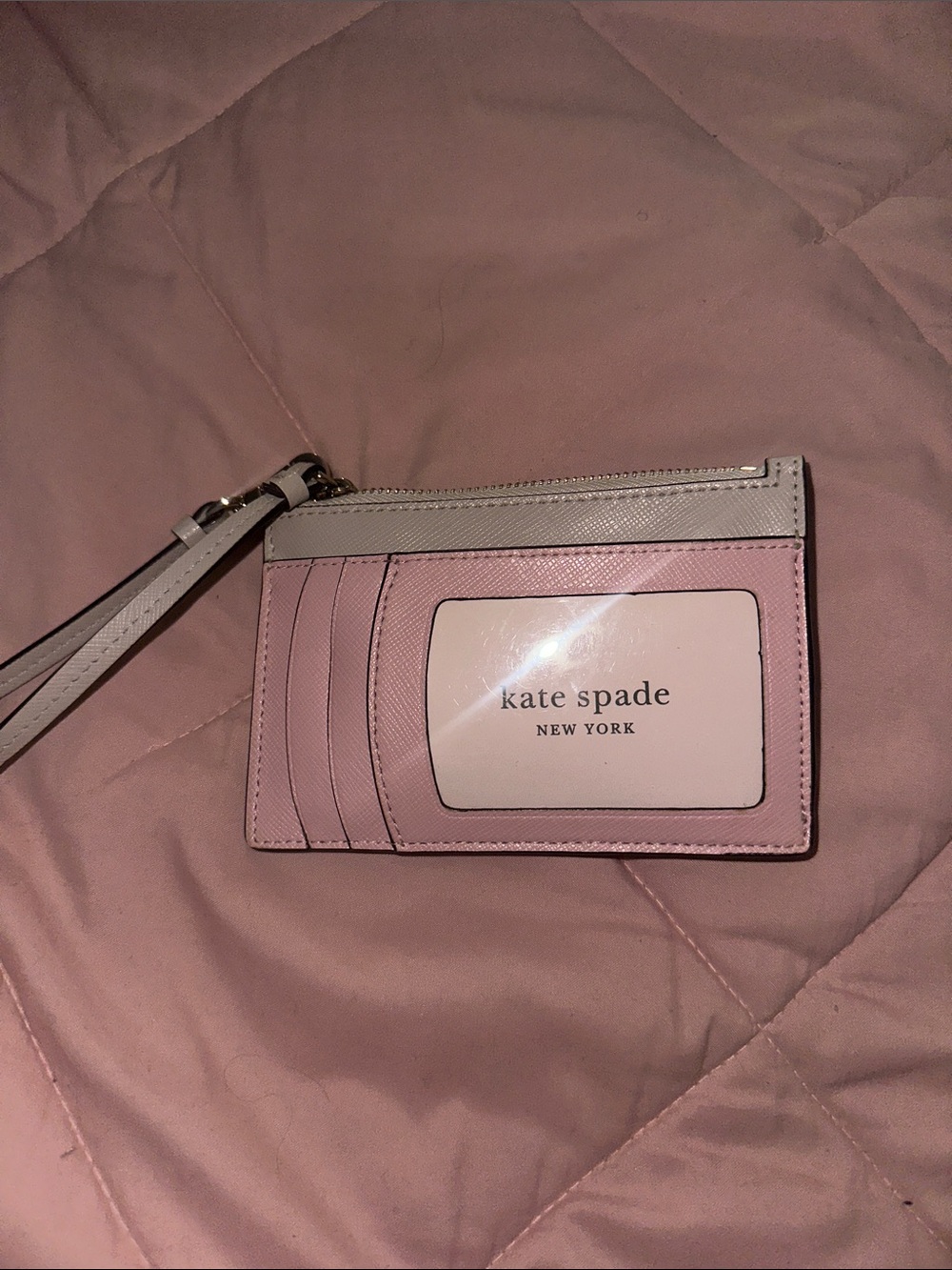 kate spade Pink and Light Gray Cardholder Wristlet